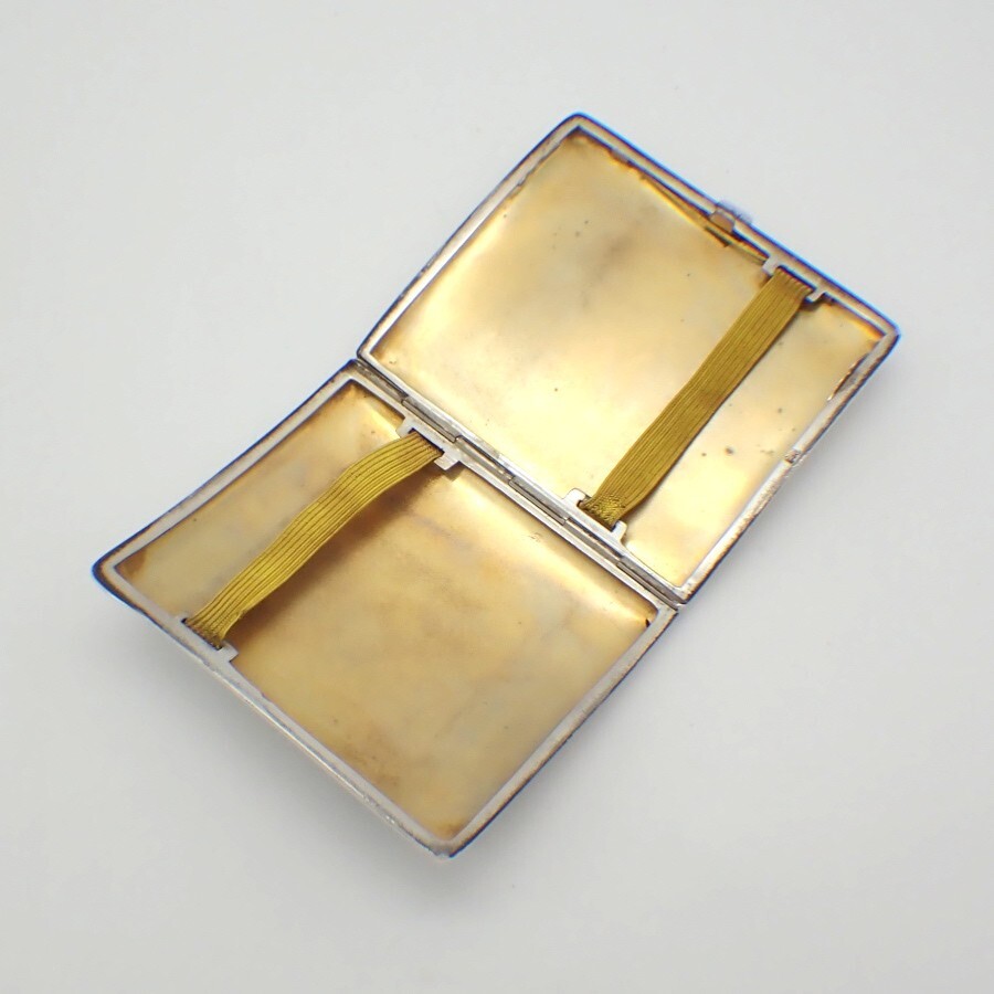 Cigarette Case Blue Guilloche Enamel 900 Silver