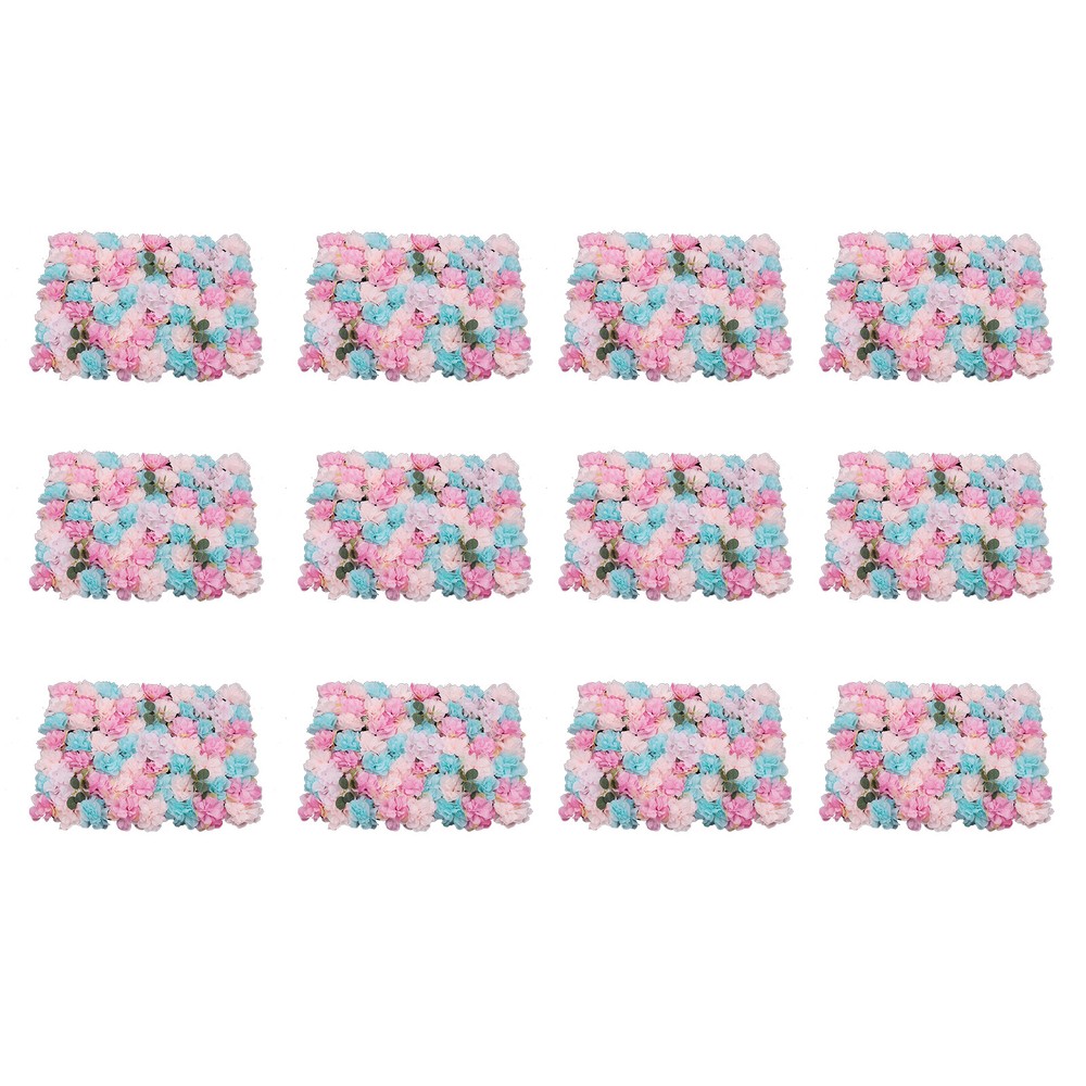 12x Artificial Flower Wall Panels Wall Hydrangea Rose Wedding Backdrop Decor