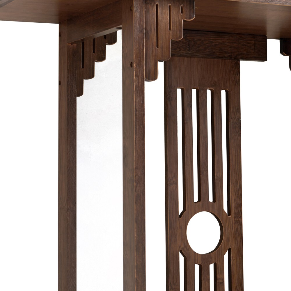 2-Layer Vintage Console Table Sofa Side Table Entryway Table Bamboo Shelf New