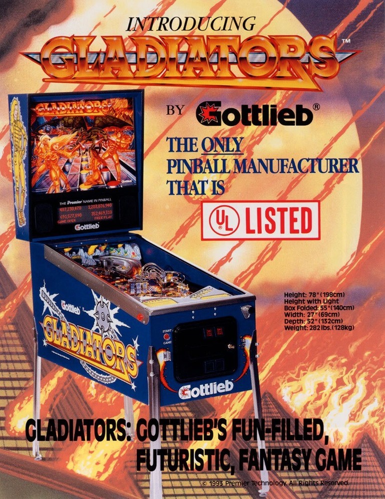 Gladiators Pinball Flyer / Original Brochure