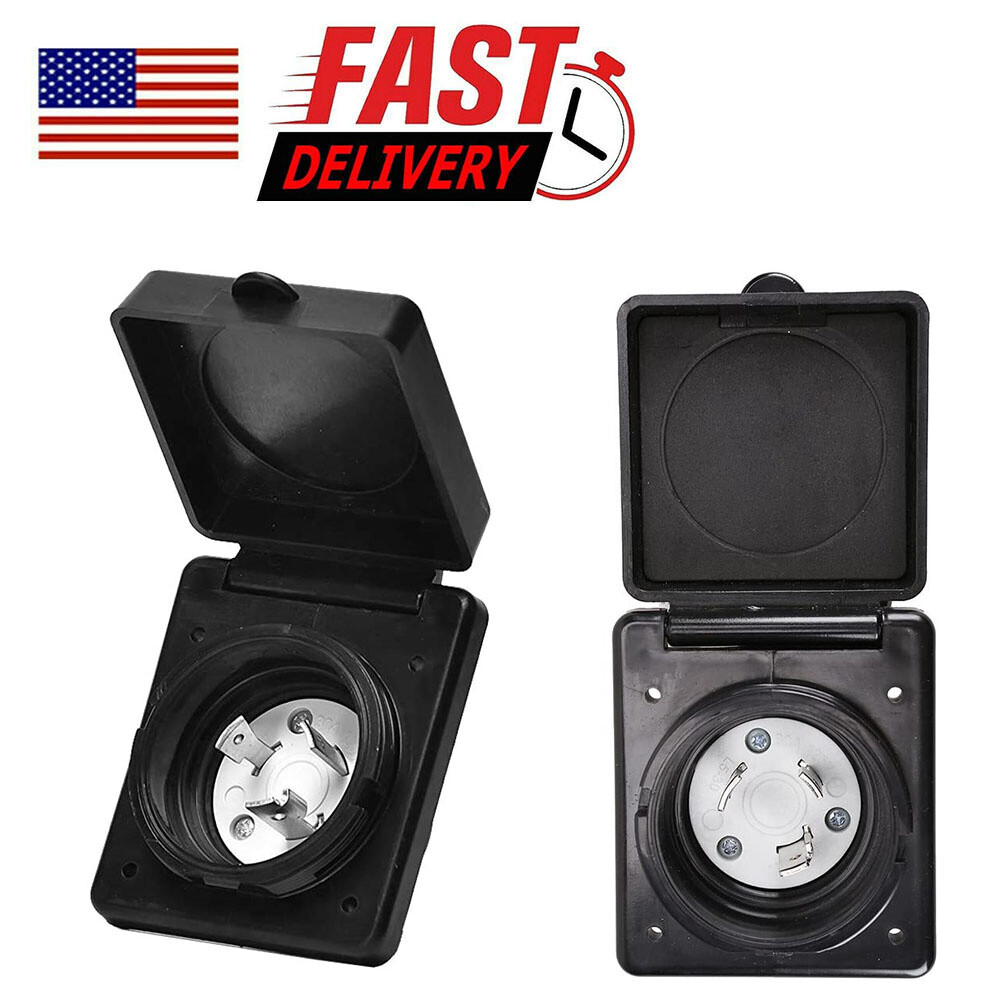 RV Power Inlet 125V 30 AMP Power Plug Twist Lock Inlet 3 Stainless Steel Pins US