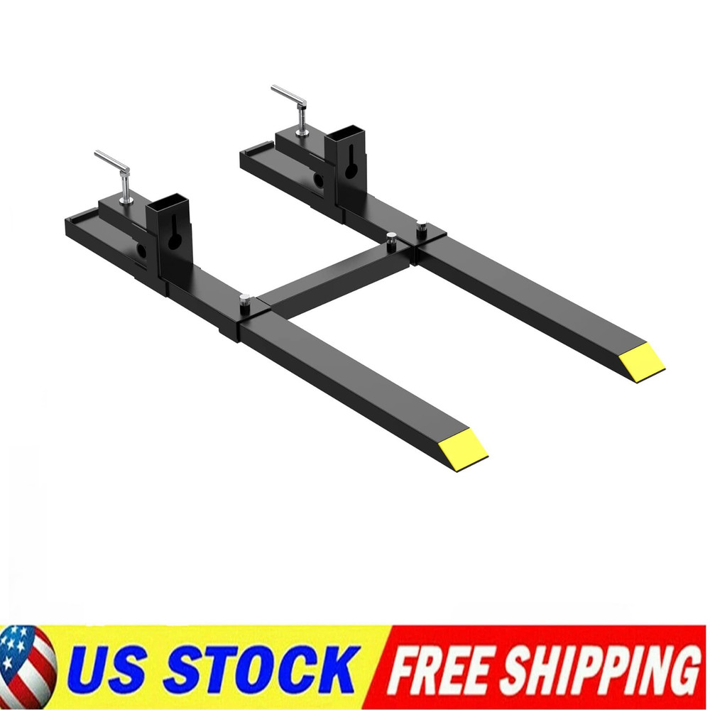 60" 1500lbs Clamp on Pallet Forks Fork Rack with Adjustable Stabilizer Bar