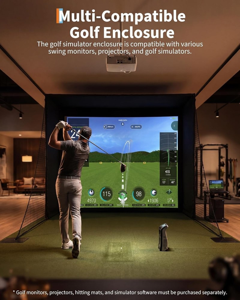 Golf Simulator Enclosure with Hitting Screen Golf Simulator Enclosure Cage Tent
