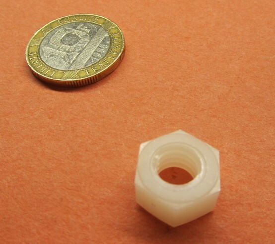Hex Nut, Natural Nylon Plastic, 5/16"-18 Thread x 17/64 H, 100 Pcs