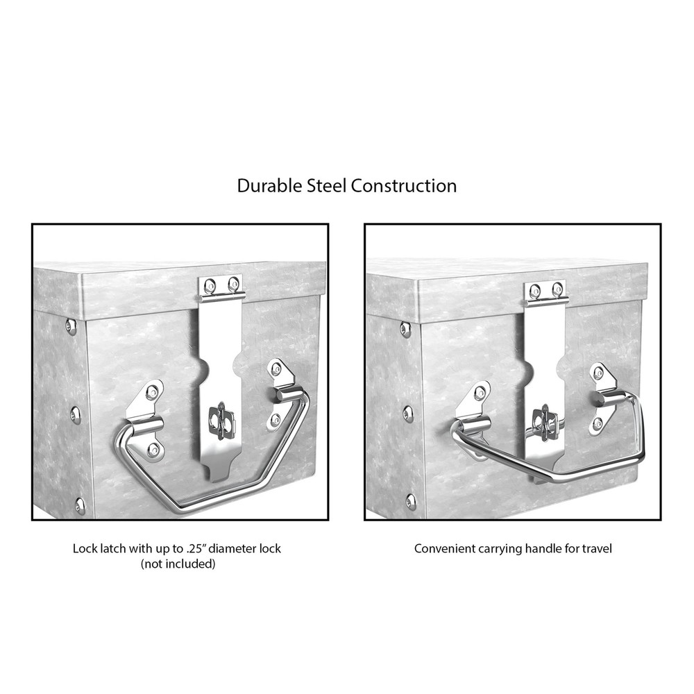 Lock Box with Folding Handle - Durable Metal Storage Chest with Stackable Des...