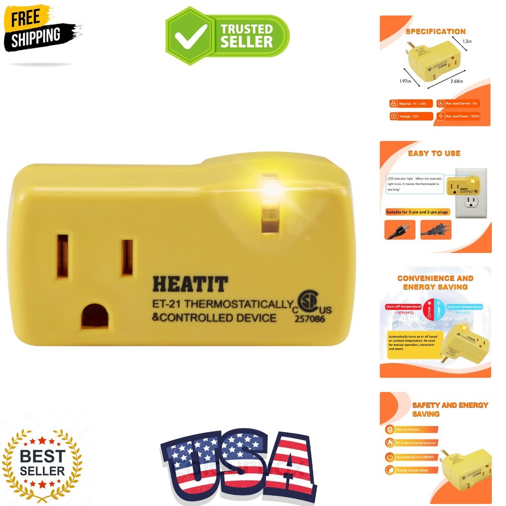 ET-21 Thermostatic Outlet with LED Indicator: Automatic Temperature Control