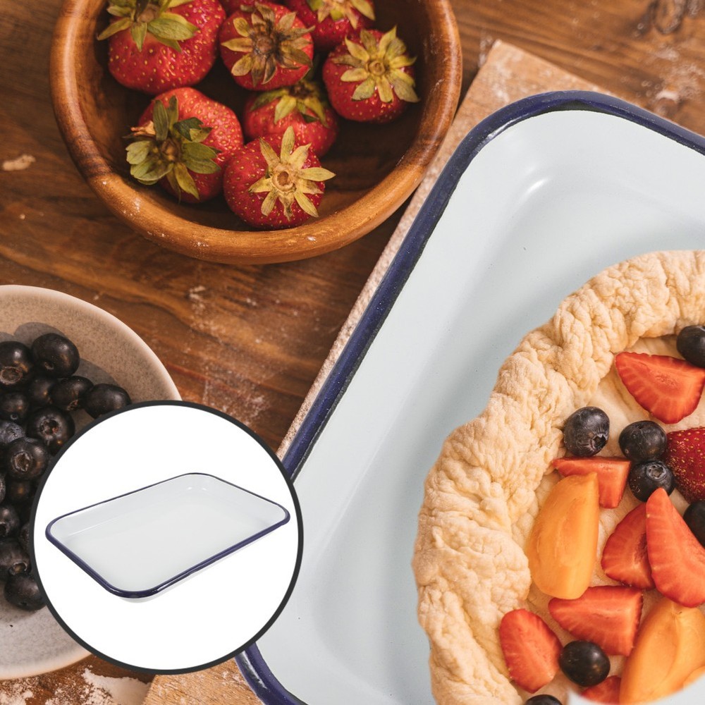 Bake Tray Enamel Bakeware Dishes White Baking Pans for Oven