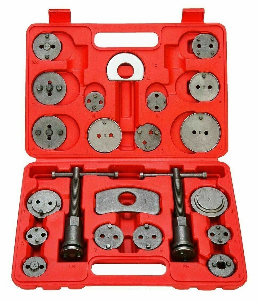 22PC Pro Disc Brake Caliper Compressor Rewind Wind Back Tool Set Piston Pad Kit