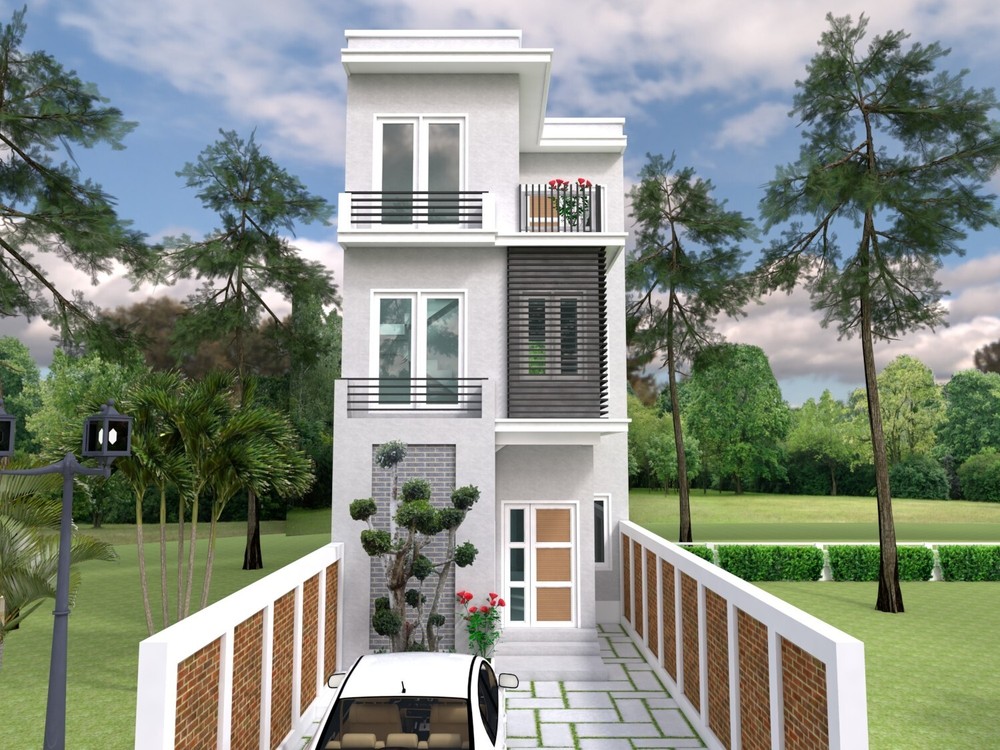 17x26 Small Home Design Plan 5x8 Meter 2 Beds 3 Baths PDF Plans (A4 Hard Copy)