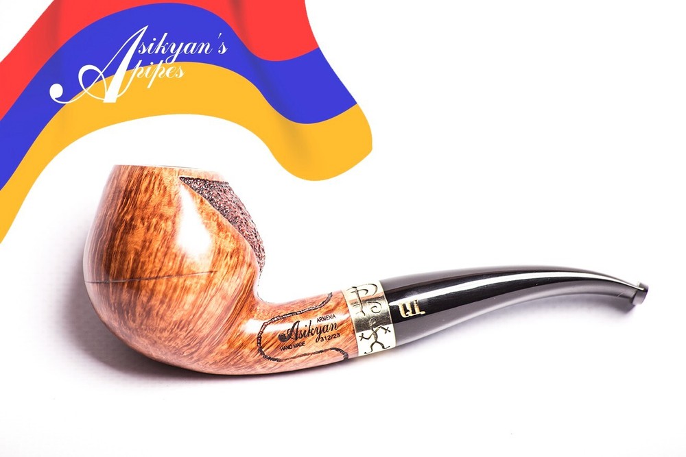 Asikyan Pipe #312/23 Bent Egg Smooth Partly Art Rusticated Hand Made