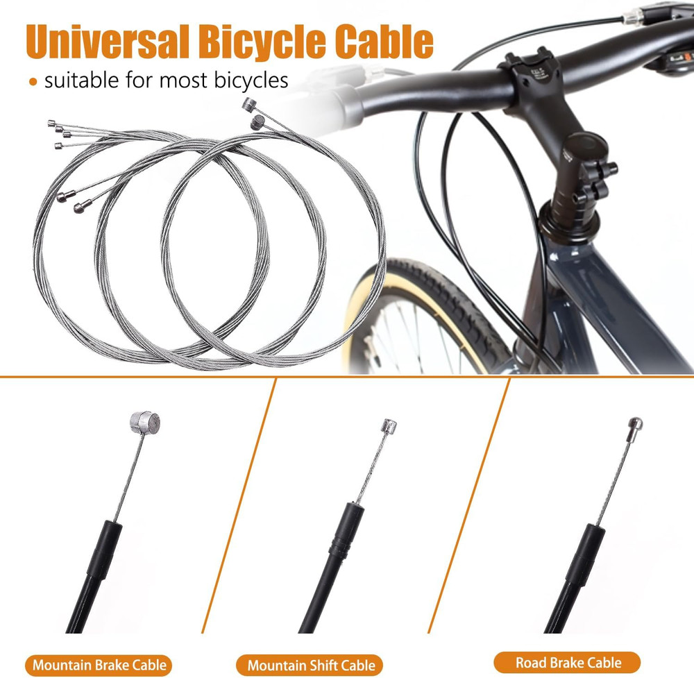 Mannk Universal Bicycle Cable Kit - Shift & Brake Cable Housing with End Caps &