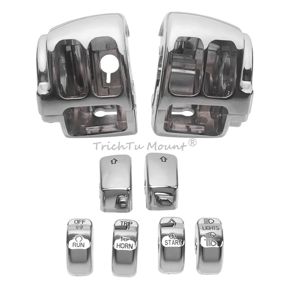 Handlebar Control Switch Housing Chrome Caps For Harley Softail Fat Boy FLSTF