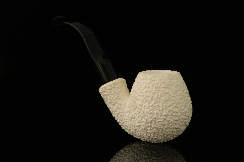 srv Premium - Rusticated Apple Block Meerschaum Pipe with fitted case M3226