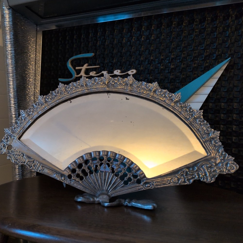 Vintage Brass Fan Mirror