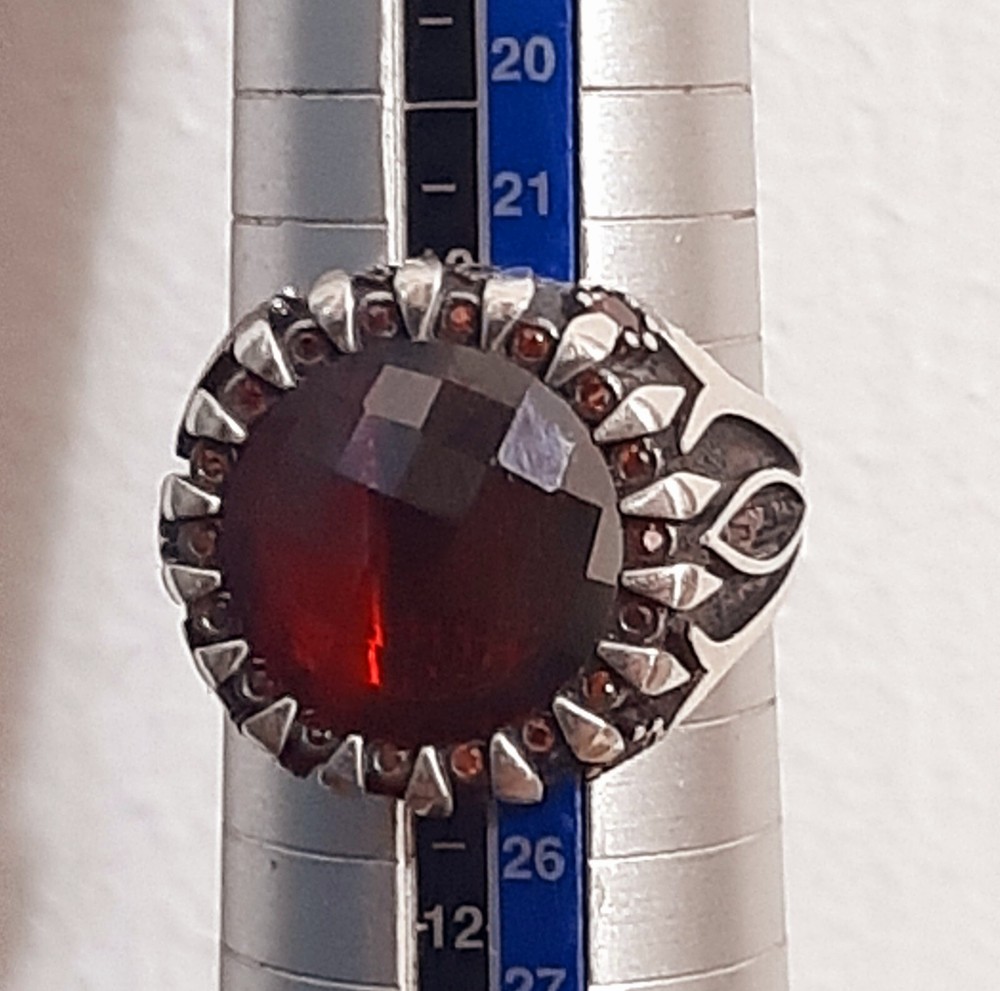Mens 925 Silver Ring Emeralds Tourmaline Red Ruby Sterling Man Ring $
