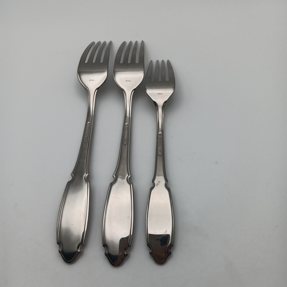 Gorham Eclipse 3 Piece Place & Salad Fork Glossy Stainless 18/8 Flatware Korea