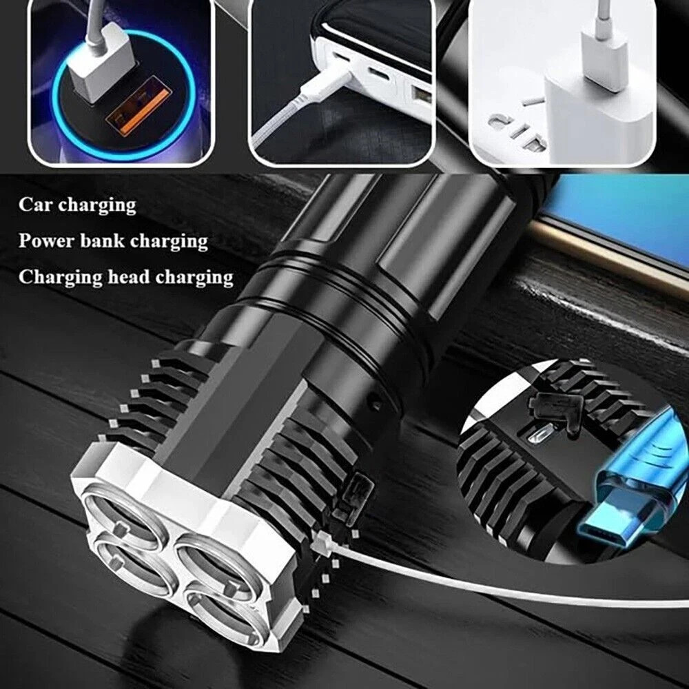 9000000 Lumens Super Bright LED Flashlight Tactical Rechargeable LED Work Lights