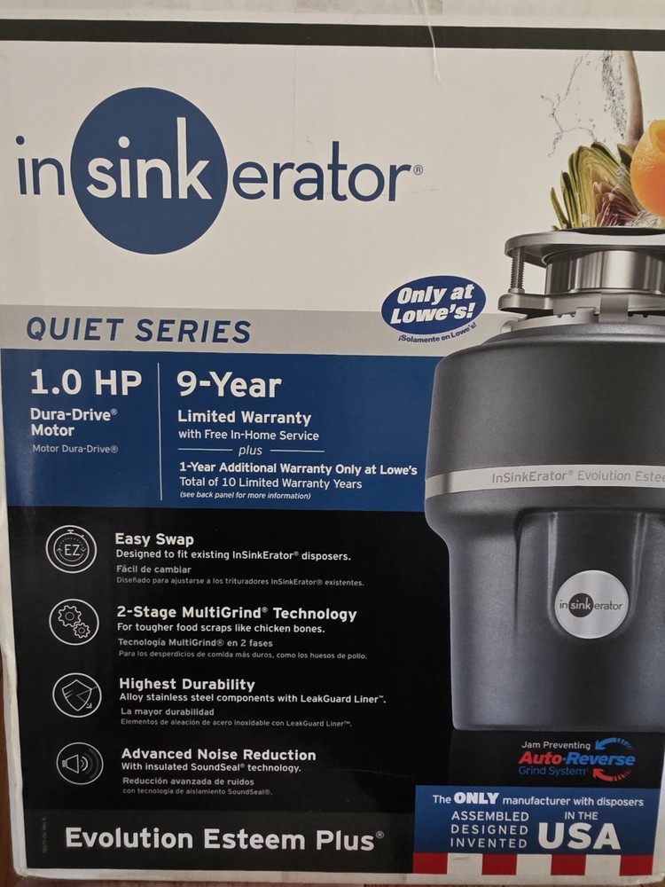 InSinkErator Evolution Esteem Plus 1HP Food Waste Garbage Disposer Disposal Read