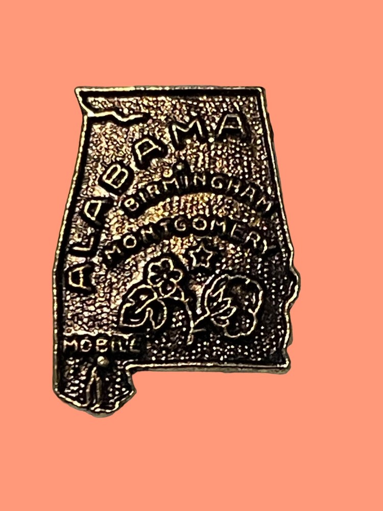 Alabama State Shaped Brass Pin Montgomery Mobile Birmingham