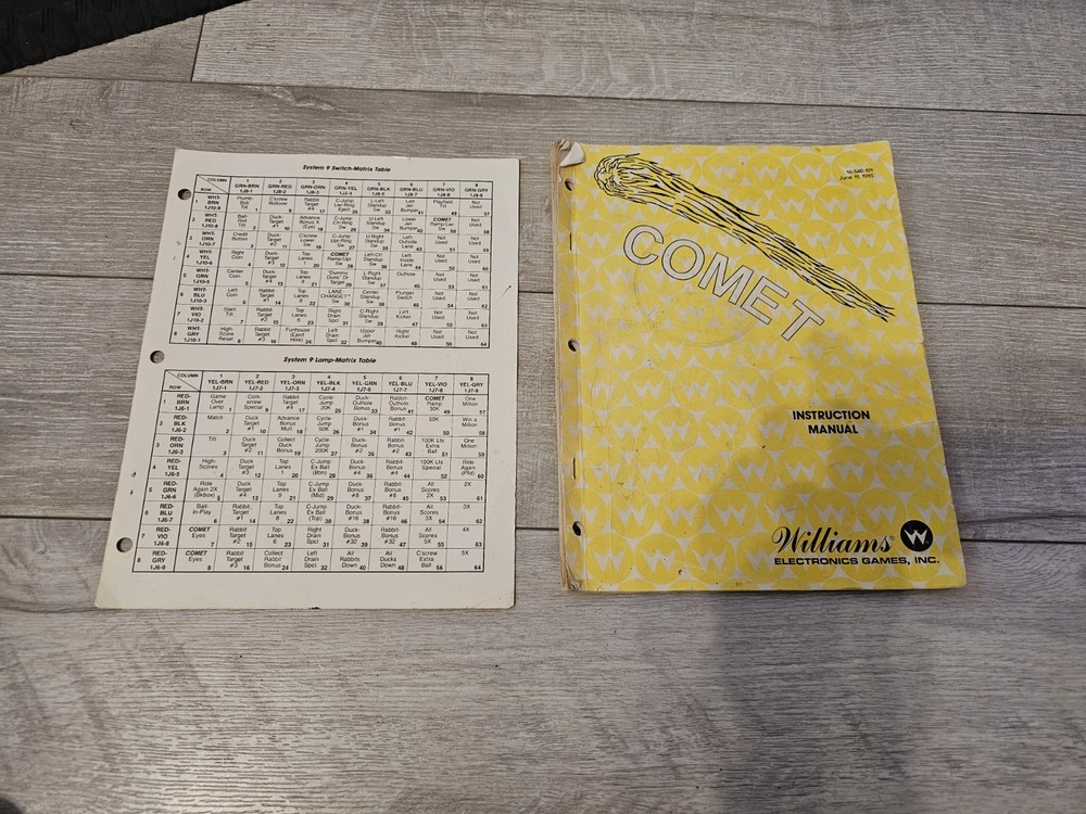 Comet Pinball Manual & Second Matrix Page