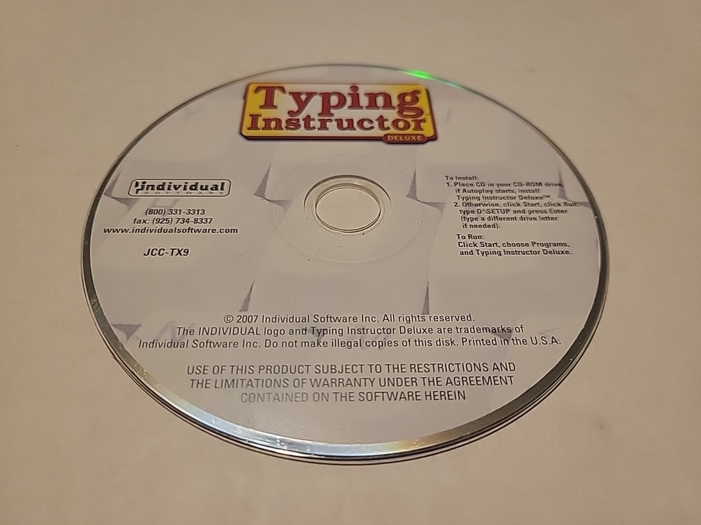 Typing Instructor Deluxe PC Software CD Rom Loose Disc