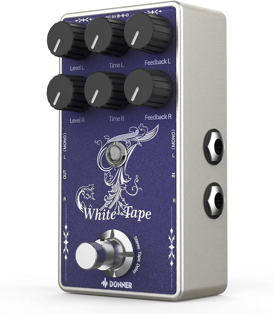 Donner White Tape Analog Delay Guitar Effects Pedal With Echo Effect 2 Channels