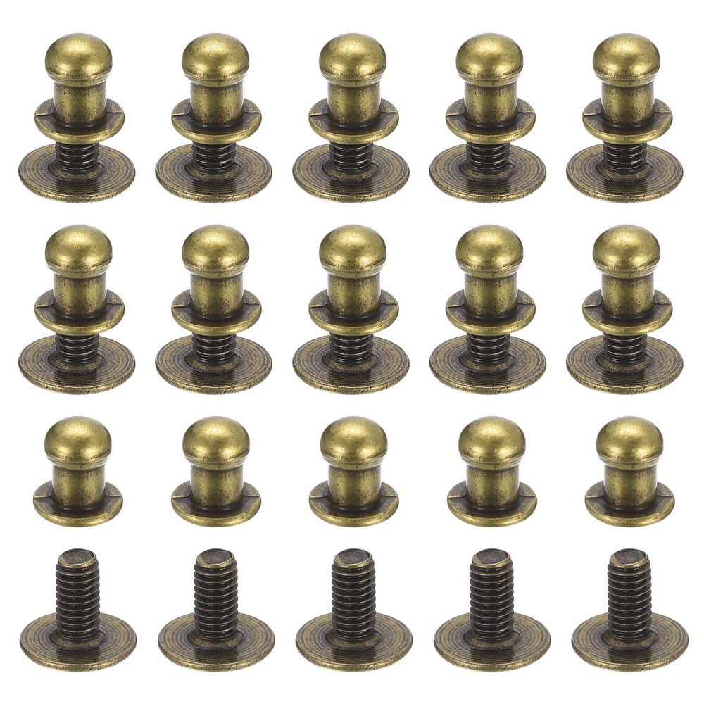 5mm Ball Head Stud Rivets Screw Back, 15Pack Round Head Button, Bronze Tone
