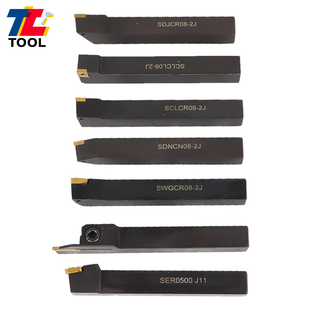 7Pc 1/2" Lathe Tool Bit Thread Insert+Holder Set Carbide Indexable Turning Tool