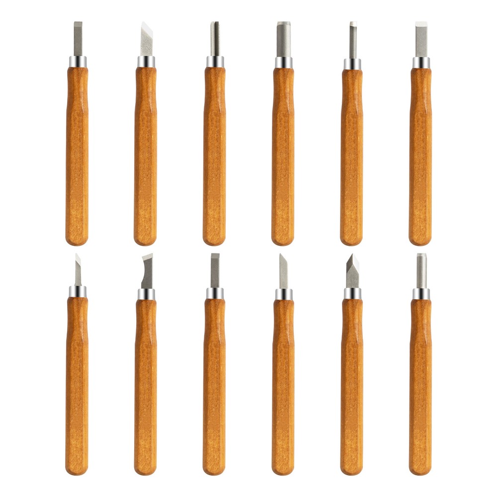 12-Piece Wood Carving Tools Kit Hand Chisel Tool Set Woodworking Gouges Steel