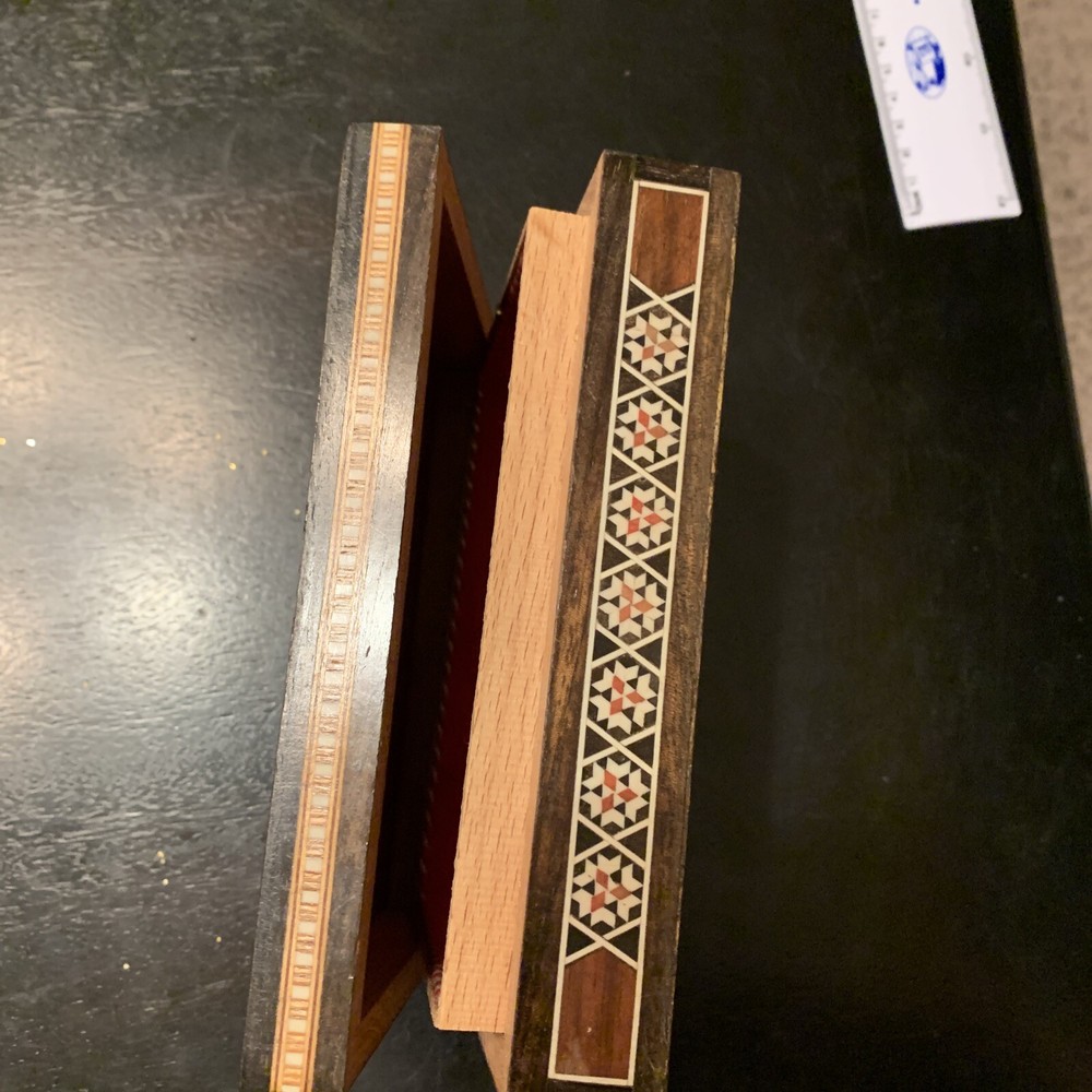 Middle Eastern mosaic box with inlay