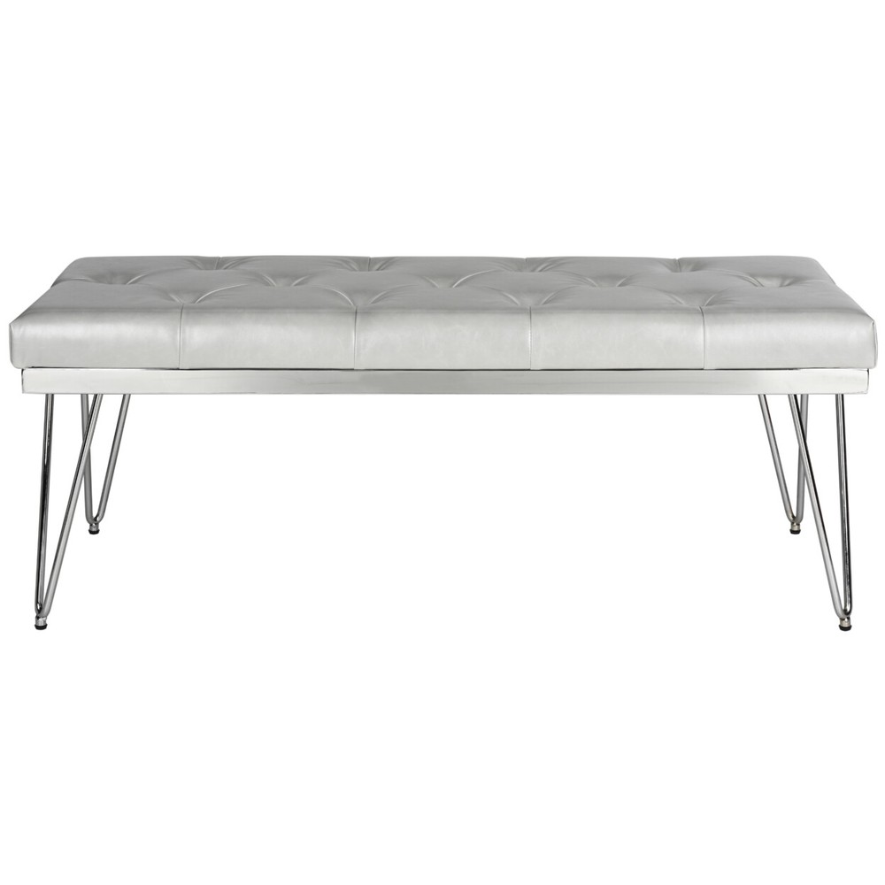 SAFAVIEH Marcella Bench | Grey / Chrome |