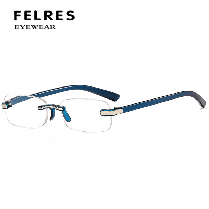 Women Square Rimless Blue Light Blocking Reading Glasses Small Frame Glasses New