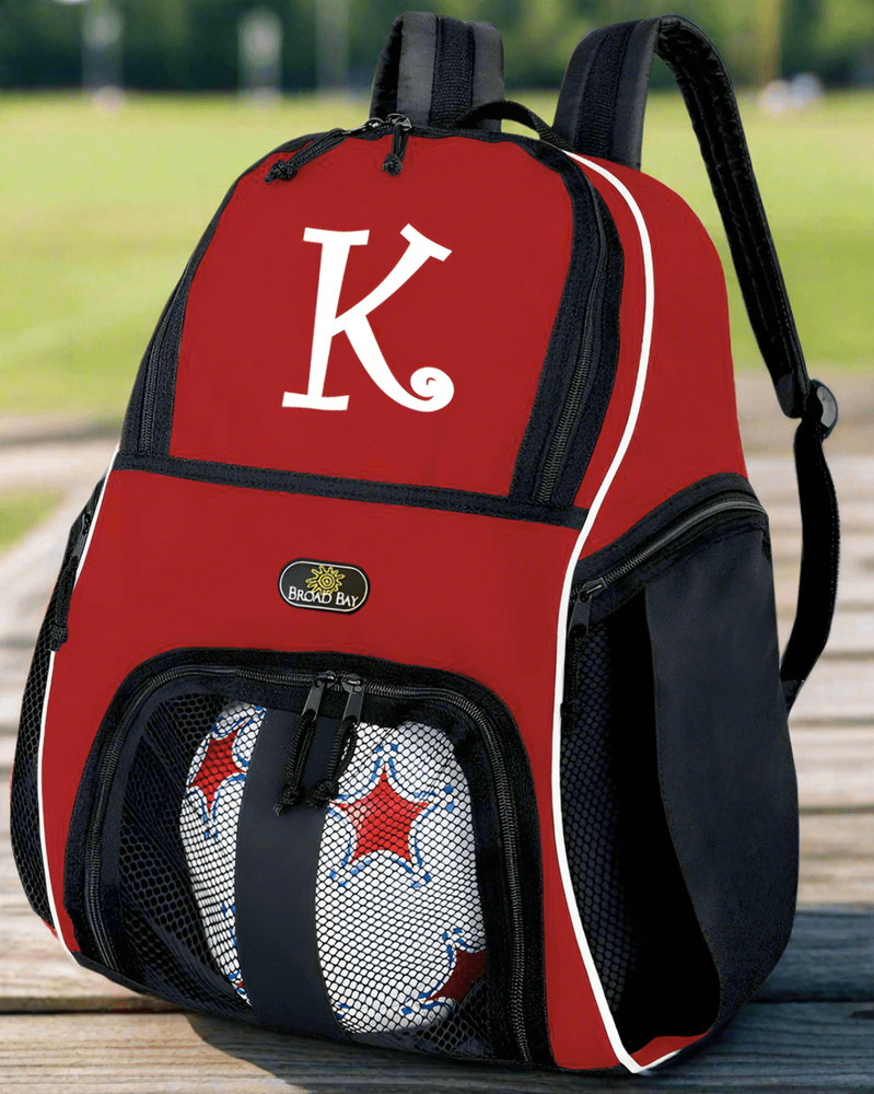 Personalized Soccer Backpack - Monogrammed Volleyball Bag - Red