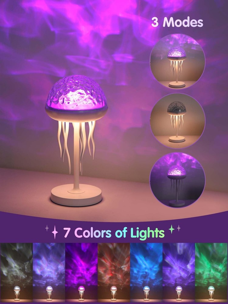 Fuloon Projection Lamp with Remote Control, Adjustable Jellyfish Shaped Table...