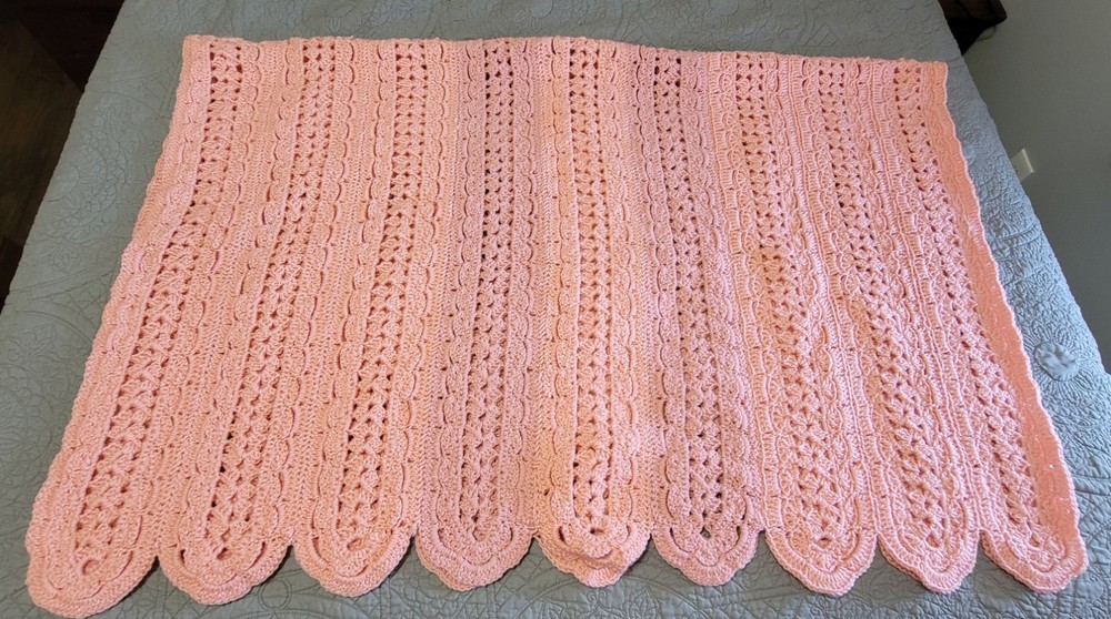 Pink Striped Afghan Blanket