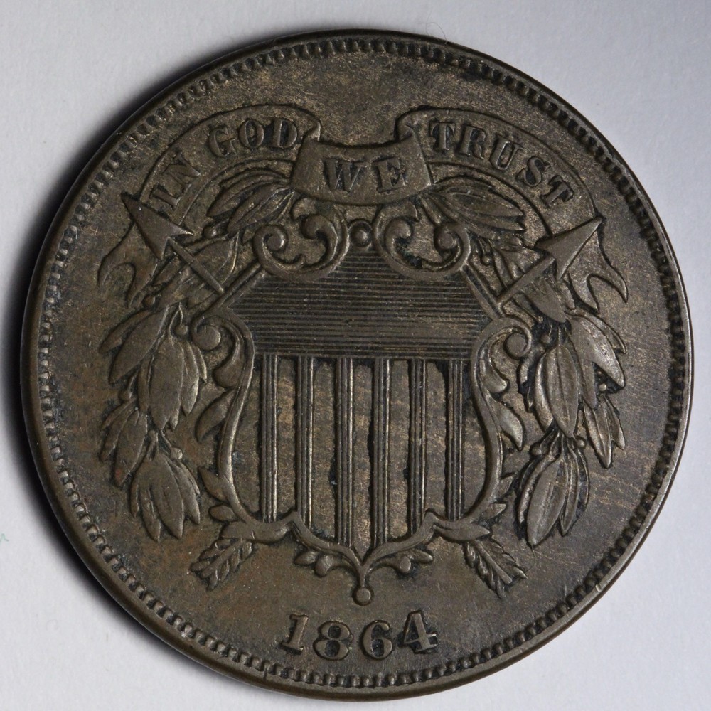 1864 Two Cent Piece AU+/UNC E147 OIEM