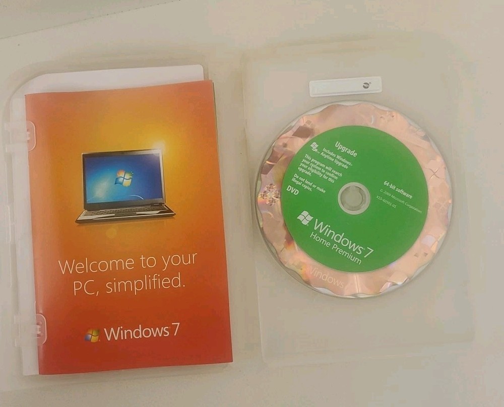Microsoft Windows 7 Home Premium Upgrade 32 Bit & 64 Bit DVDs Complete w/ Key