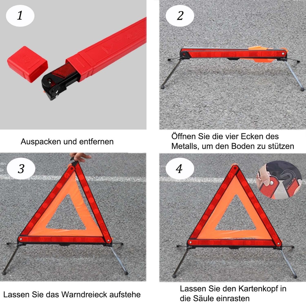 Warning Triangle with, Foldable Warning Triangle Vehicle, with Storage Box, for Warning...