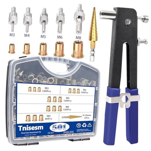 501Pcs Rivet Nut Tool Kit, Rivnut Tool 5 Size Nutsert Tool Kit