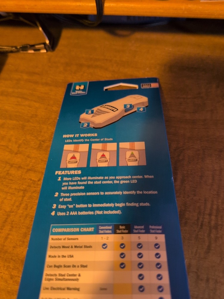 HART ~ Basic Stud Finder with 3 Sensors Accuracy w/ Batteries