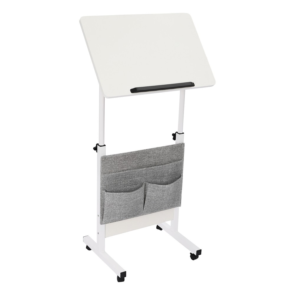 Rolling Laptop Desk Office Computer Table Adjustable Height Stand up w/ Storage