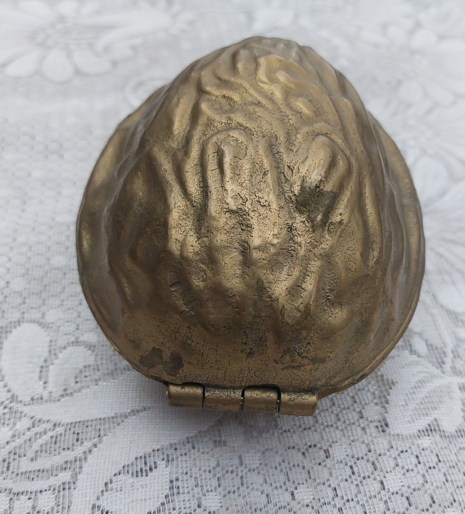 Brass Nutcracker Walnut Shaped Hinged Vintage 1950's