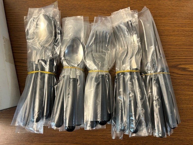 40 Pc ABS (Polymer) Handles Flatware Stainless Set / NEW