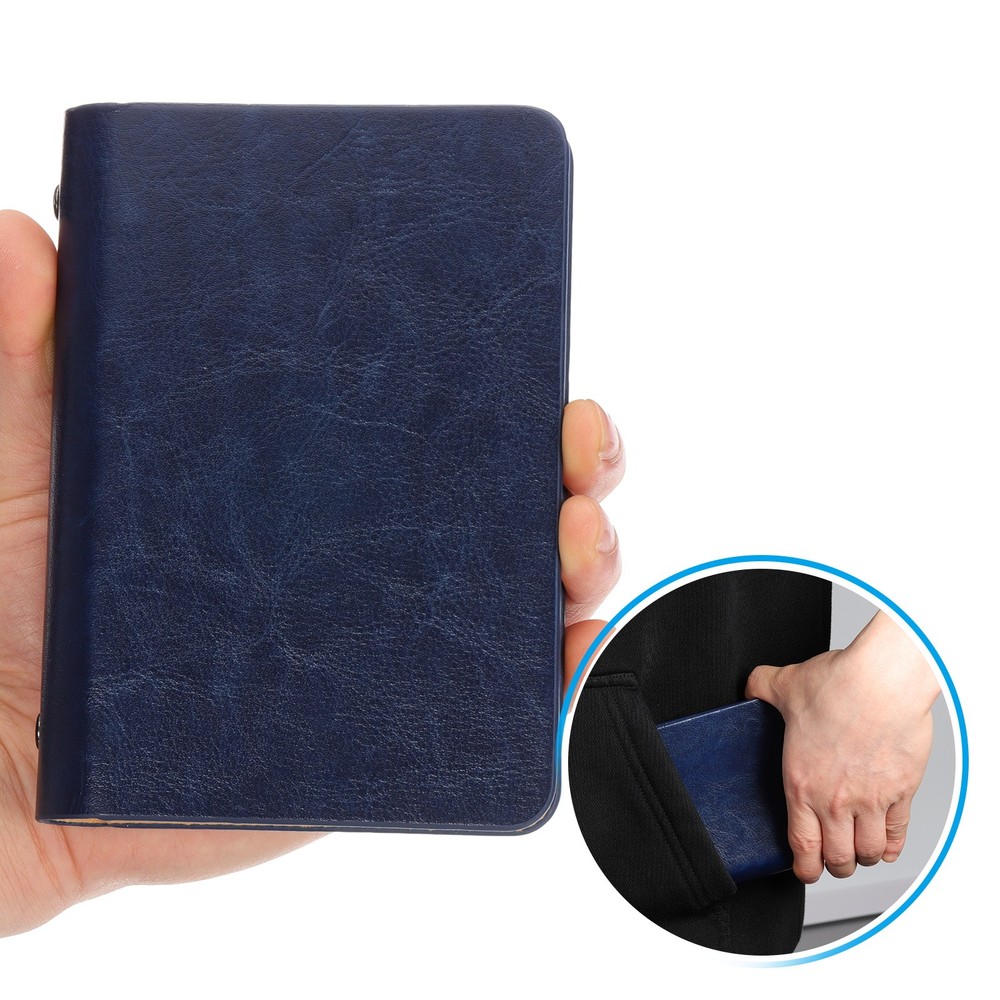 6 Ring Binder Cover A7 Notebook Binder 50 Sheets Line Paper, Blue