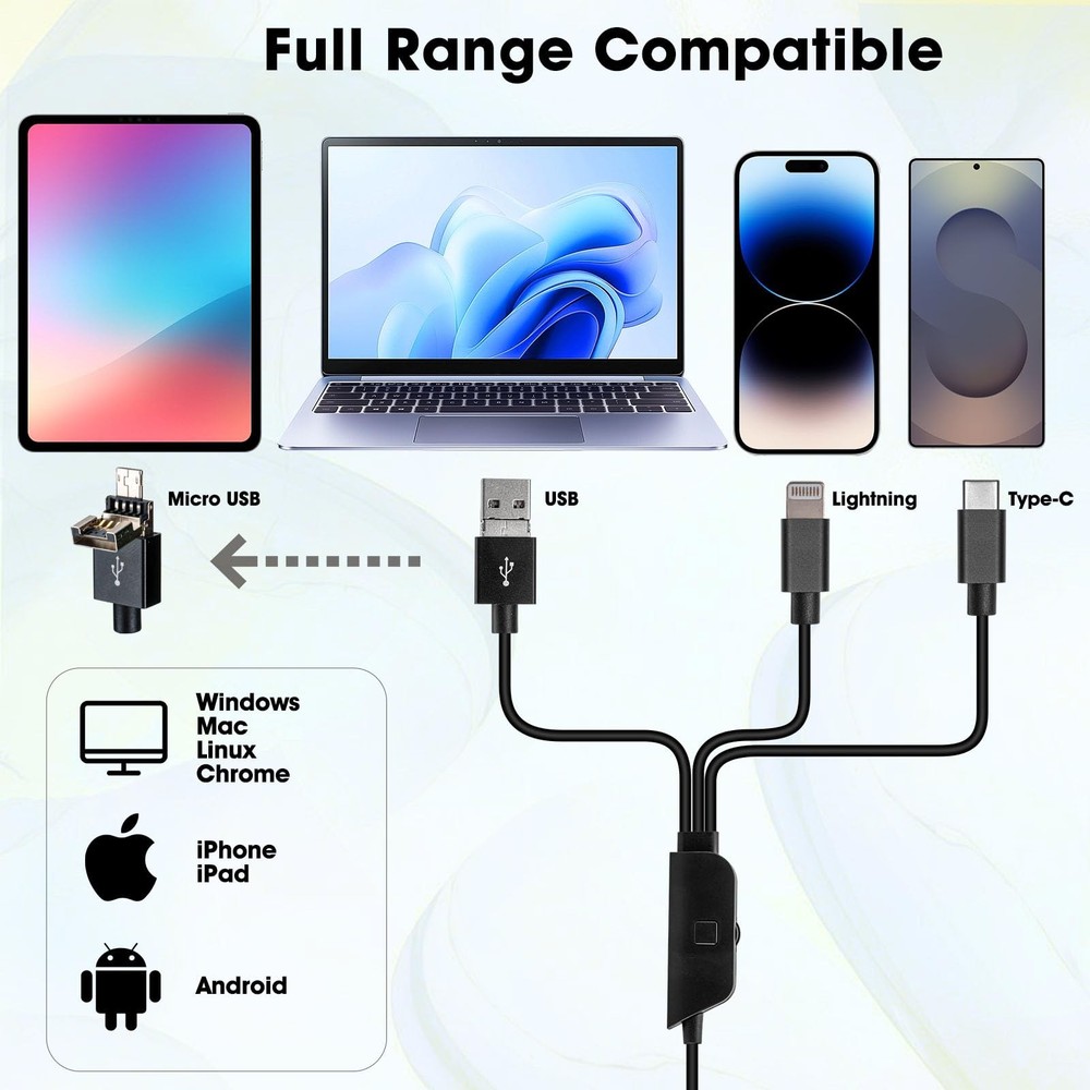 Ninyoon Full HD 1080P USB Digital Microscope Camera for iPhone iPad Black