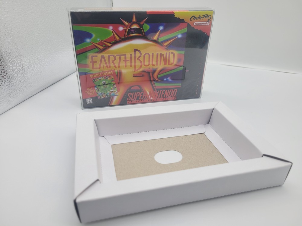 EARTHBOUND BOX ONLY SUPER SNES REPLACEMNT BOX INCLUDES INSERTS + CLEAR CASE