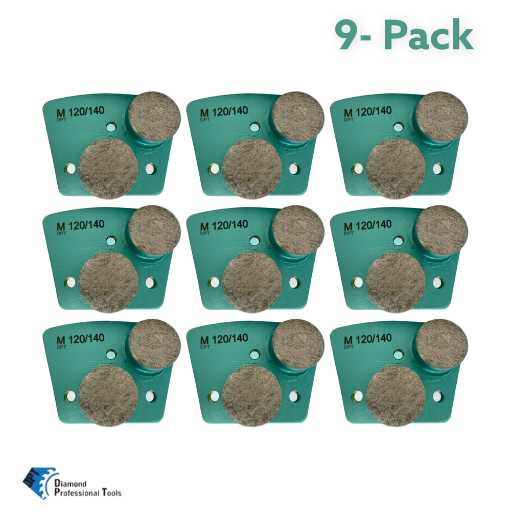 9 Pack Trapezoidal Grinding Disc for Bolt on Grinders Medium Concrete 120 Grit
