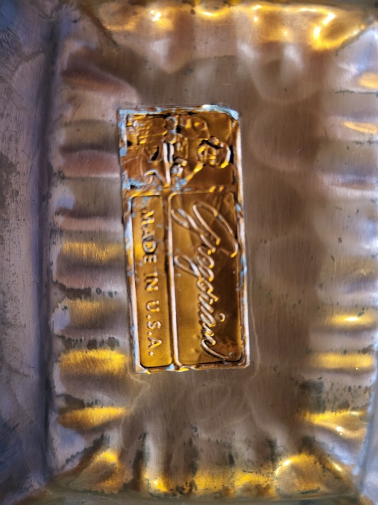 Gregorian Copper 523 Rectangle Ashtray Hammered MCM 1960’s Signed