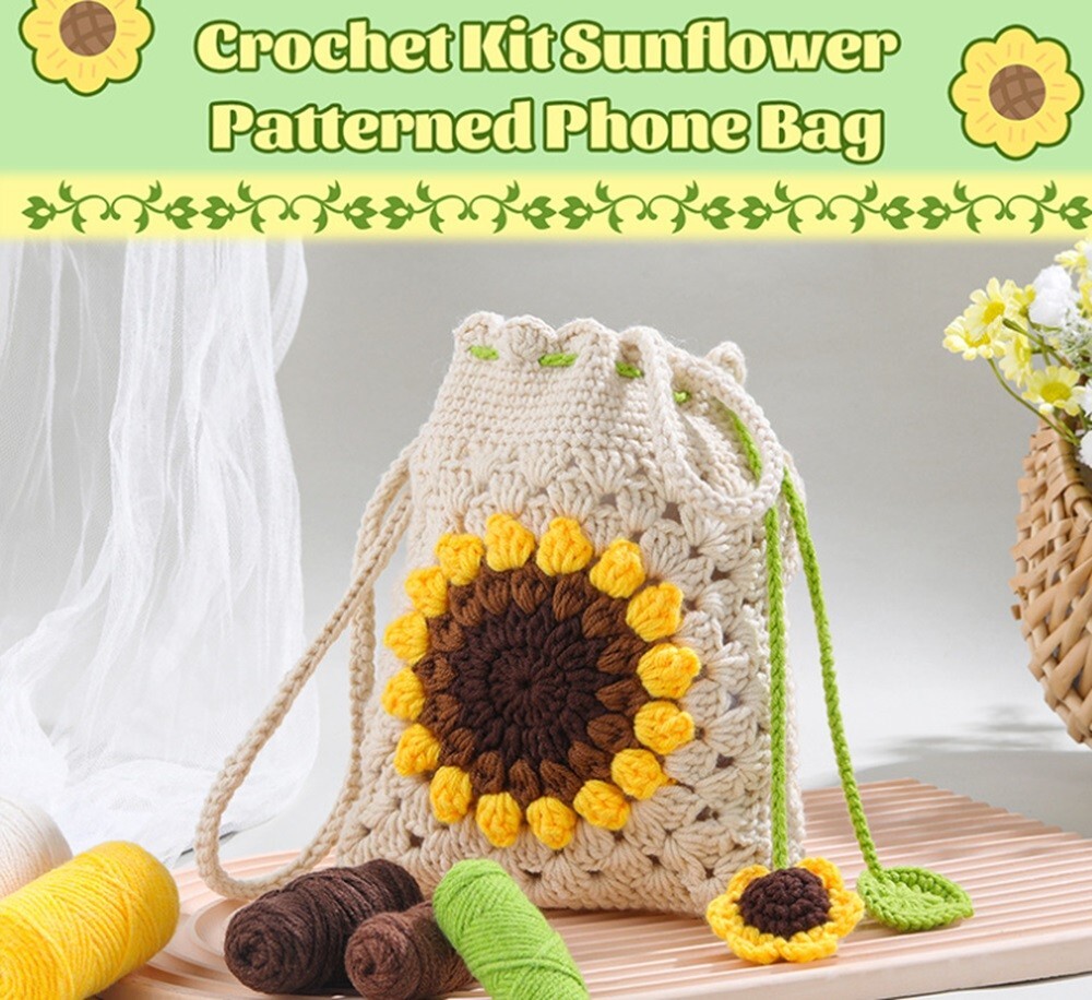 Beginners Crochet Phone Bag Kit –DIY Craft Starter w Step-by-Step Video Tutorial