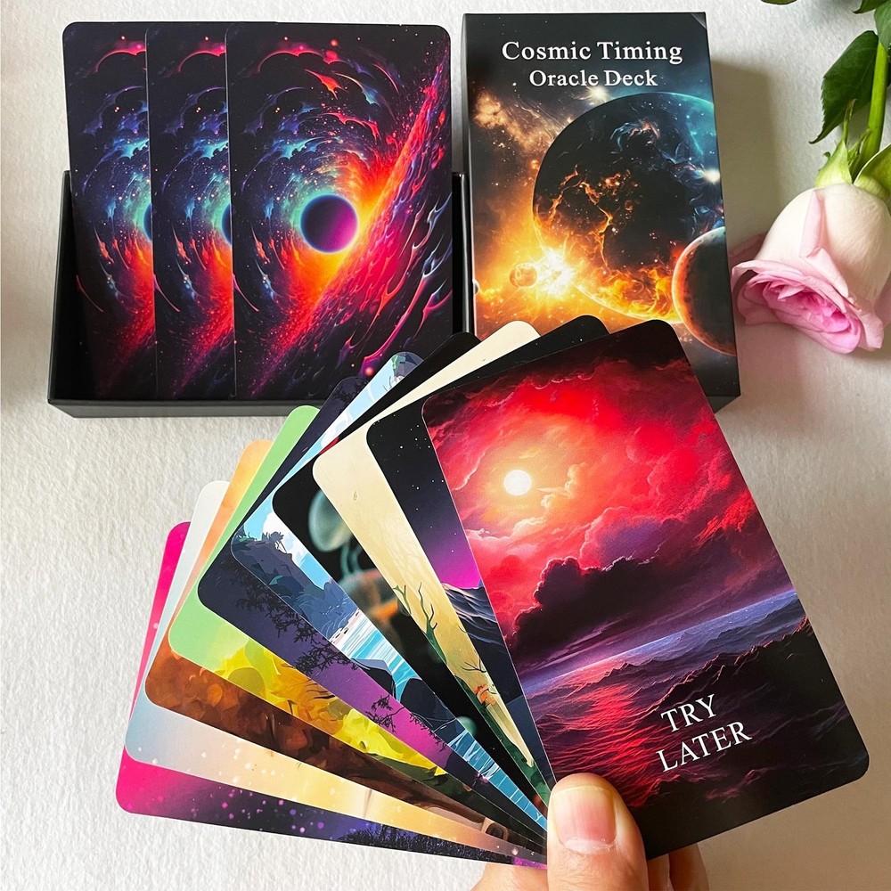 Time Oracle Cards Deck, Cosmic Timing Oracle Cards, Oracle Cards for Beginner...